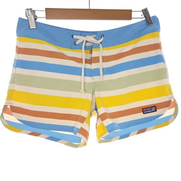 Patagonia Womens Wavefarer 5" Striped Multicolor Boardshorts Swim Size 0 - Picture 1 of 12